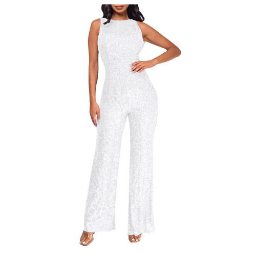 Γυναικείο Μονόχρωμο Ολόσωμο Φόρμα με Ψηλή Μέση και Αμάνικο, Χωρίς Πούλιες,