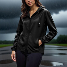 Kukoosong Oversized Damen Regenjacke, leichte Outdoor-Sportjacke mit Reißverschluss und Taschen