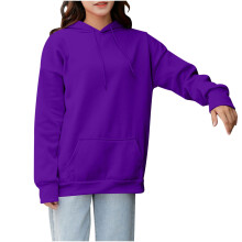 Sweat-shirt à capuche uni à manches longues pour femme, tailles S à 4XL