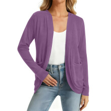 Kukoosong Damen-Cardigans, langärmlige, leichte Damen-Cardigans, offene Strickjacken mit Taschen