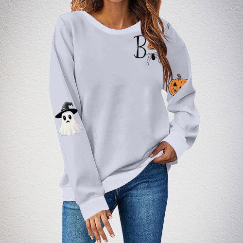 Γυναικείο φούτερ oversized με τρομακτικό σχέδιο φαντάσματος για το Halloween 1