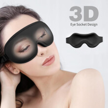 Spandex 3D Light Blocking Pressure Relief Contoured Sleep Mask for Sleep Support, Black