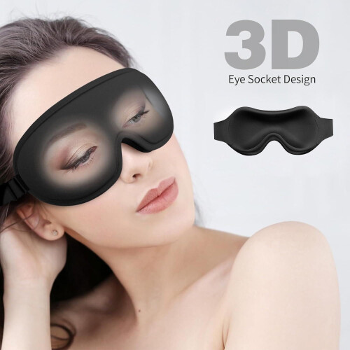 Spandex 3D Light Blocking Pressure Relief Contoured Sleep Mask for Sleep Support, Black