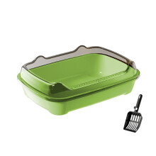 Open Anti-Splashing Cat Litter Box with High Sides, Sifting Scoop & Removable Semi-Enclosed Design – Easy Clean, Odor-Free, Compatible with Kittens