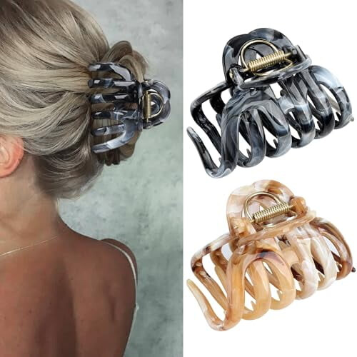 Πολύχρωμα κλιπ μαλλιών Octopus French Claw (2 τεμάχια, καφέ και γκρι, 3,5x2,4"), πολυανθρακικό,