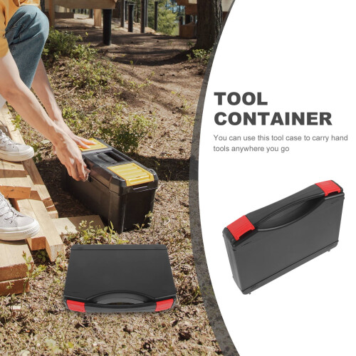 Portable Hard Case Tool Box Black Plastic Organizer Sturdy Maintenance Toolbox 2