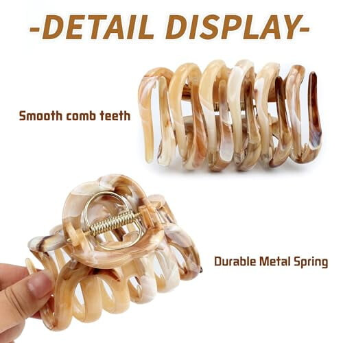 Πολύχρωμα κλιπ μαλλιών Octopus French Claw (2 τεμάχια, καφέ και γκρι, 3,5x2,4"), πολυανθρακικό, 2