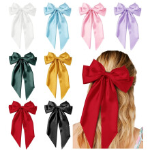 Nœuds pour cheveux pour femmes et filles - Lot de 8 pinces à cheveux en ruban avec longues queues - Accessoires de coiffure vintage pour femmes