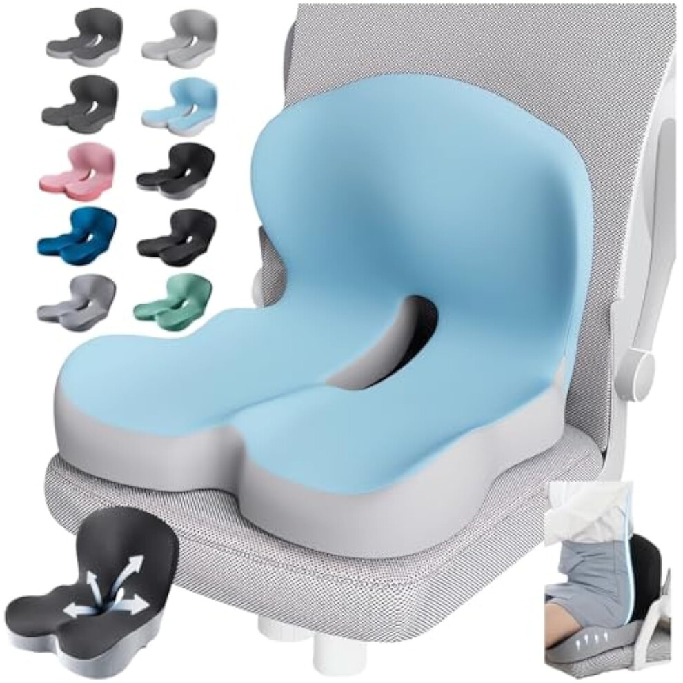 Memory Foam L-Shaped Seat Cushion For Car/Truck Drivers, Ergonomic Lumbar Support, Sciatica & Back Pain Relief, Compatible With Office Chairs 9180479551485