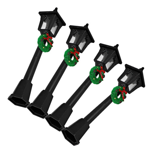 Kit de 4 peças para casa de bonecas em miniatura, sem marca, com árvore de Natal e luzes de rua.