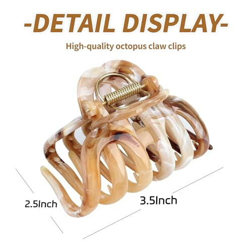 Πολύχρωμα κλιπ μαλλιών Octopus French Claw (2 τεμάχια, καφέ και γκρι, 3,5x2,4"), πολυανθρακικό, 1