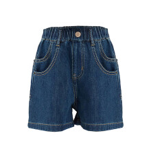 Jongensjeansshorts van stretchelastiek met hoge taille en zakken, trendy schoolshorts voor pasgeborenen, blauw, 3-4 jaar