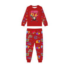 Kerstpyjamaset voor het hele gezin, rood, lange mouwen, 2-delig