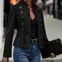 Vintage Damen-Wildlederjacke mit langen Ärmeln, Retro-Stil, Wildleder-Oberbekleidung für Herbst und Winter, Schwarz, Größe XL