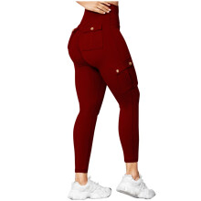 Leggings For Girls, Magas Derekú Leggings, Magas Derekú, Nagy Rugalmasságú Jóganadrág Zsebes Edző Futó Jóga Leggings For Girls Bor XXL