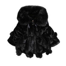 Peuter meisjes effen kleur dikke pluche schattige warme winter hoodie met haarbal dikke jas cape