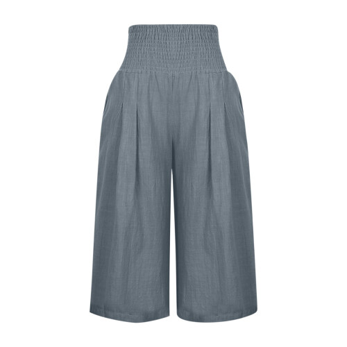 ZKCCNUK Καλοκαιρινό παντελόνι Capris Plus Size για γυναίκες, χαλαρό, φαρδύ, ίσιο, ψηλόμεσο, 1