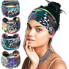 Boho africké čelenky pro ženy a dívky – široké uzly na jógu, potištěné elastické turbany, vícebarevné čelenky, vhodné pro venkovní