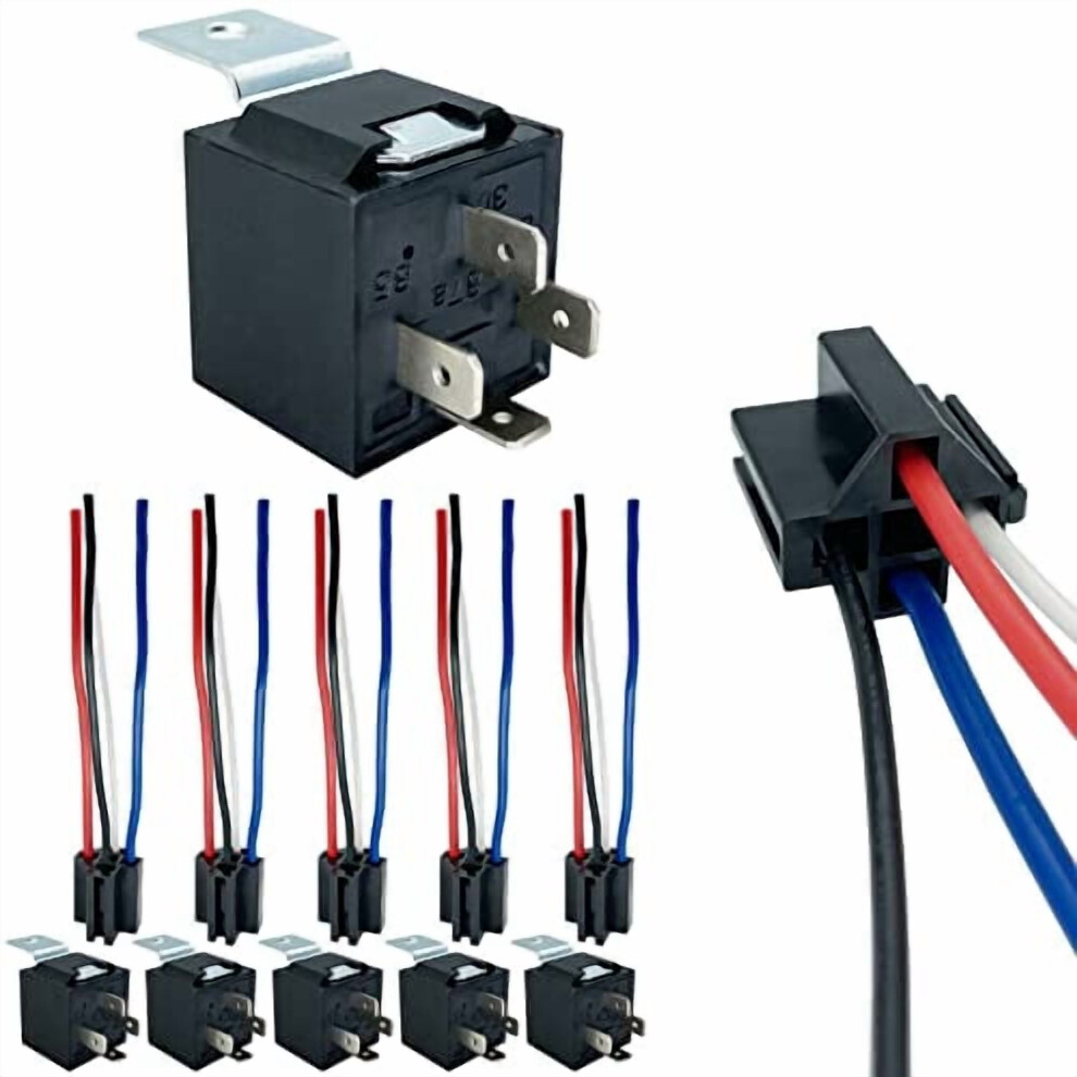 12V Dc Spst Automotive Relay Kit 4-Pin 30/40A Pack Of 6 9122141226420