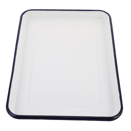 Rektangulär bakform i vit emalj, 35,5x25 cm
