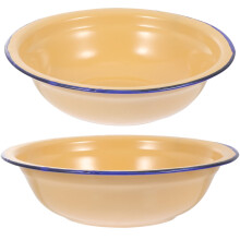 2 Pcs Enamel Soup Bowl Food Tray Enamelware Bowl Mixing Bowl Salad Serving Bowls Enameled Soup Bowl Kitchen Enamelware
