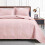 Cal King dekbedset 3-delig roze met muntpatroon polyester 1