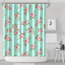 Perdea de duș Pioneer cu imprimeu floral, 213 x 183 cm, set de perdele de duș decorative pentru baie cu 12 cârlige, impermeabile și lavabile