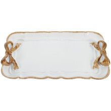 Plateau rectangulaire en résine avec nœuds, idéal pour la maison et les fêtes (1 pièce).