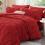 Red King Comforter Set Boho Pintuck 3-Piece 2