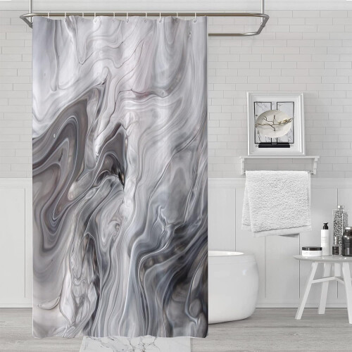 Zwart-wit marmeren douchegordijn 36x72 inch