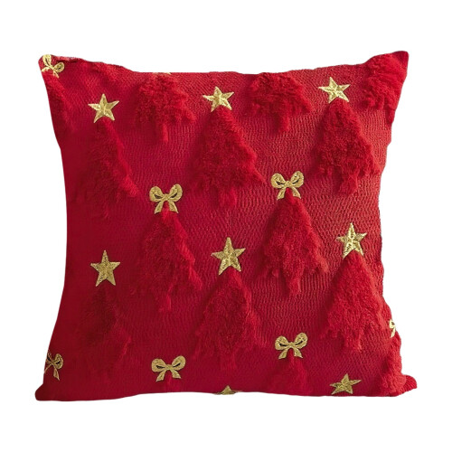 Cuscino natalizio con ricamo ad albero, 45x45 cm 1