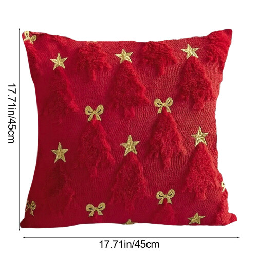 Cuscino natalizio con ricamo ad albero, 45x45 cm 2