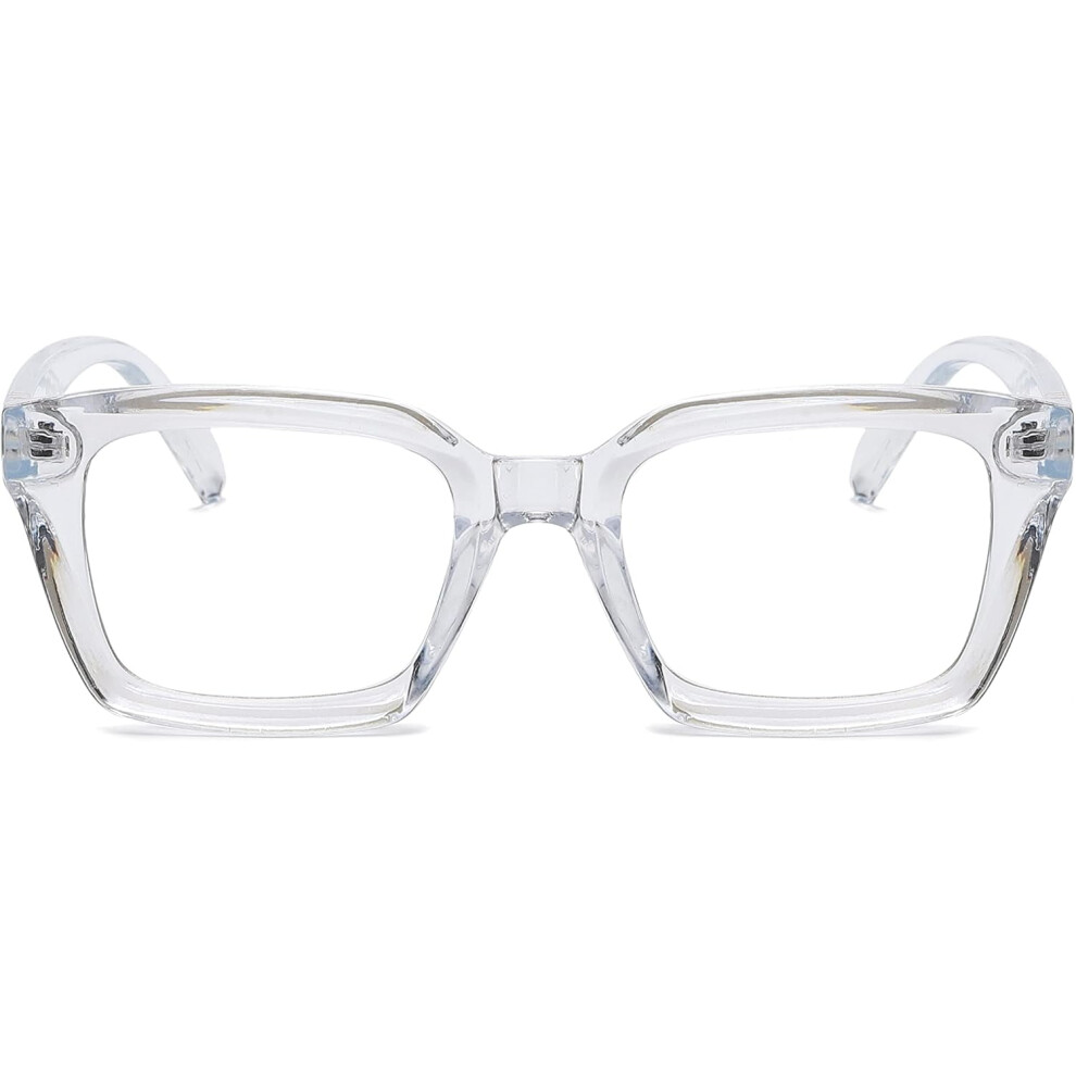 Thick Square Frame Glasses for Women Men Non-prescription Clear Lens Eyeglasses