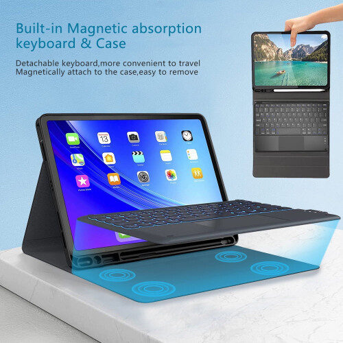 Capa com teclado touchpad e mouse para iPad Air 4 e 5 1