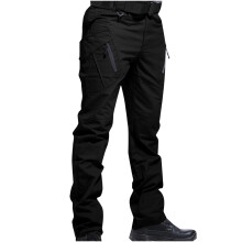 Cargo Pants for Men Outdoor Relaxed Fit Stretch Cargo Pants Solid Work Cotton Trousers with Multi Pocket,Black