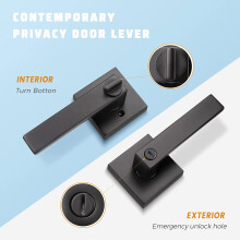 Matte Black Privacy Lever Door Handle Set – Heavy Duty Interior Door Handles for Bedroom & Bathroom