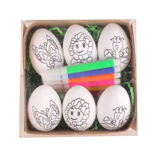 Kit de decorare a ouălor de Paște cu 5 pixuri colorate – 6 ouă