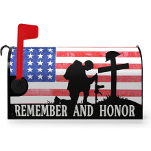 Patriotic Memorial Day Mailbox Cover with Stars & Stripes – Magnetic, Standard Size, Outdoor Decoration – Compatible with Most Mailboxes