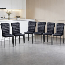 (Black(PU), 6 pcs) 4/6 Dining Chairs High Back Velvet/PU Office