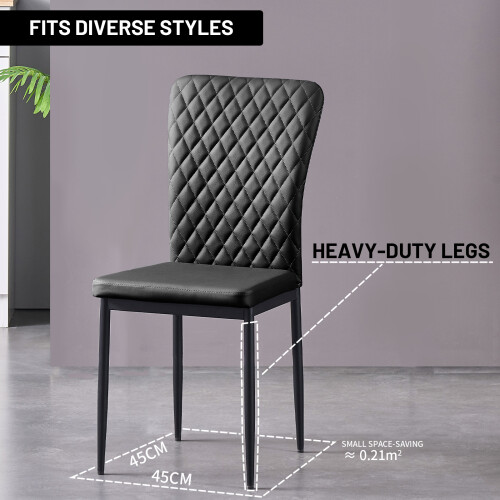 (Black(PU), 6 pcs) 4/6 Dining Chairs High Back Velvet/PU Office 2