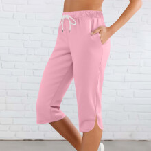 Damskie letnie spodnie capri – lekkie, z elastycznym pasem, rozcięciem u dołu, elastyczne legginsy do jogi, odpowiednie na siłownię i trening