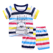 Toddler Boys Cartoon Print Pattern Short Sleeve Clothes Summer Two-piece Sute