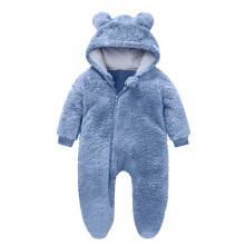 lulshou Baby Romper Baby Kruipkleding Lange Jumpsuit Baby Effen Kleur Pluche Jumpsuit Jumpsuit met Capuchon Pasgeboren Pyjama Bodysuit in de
