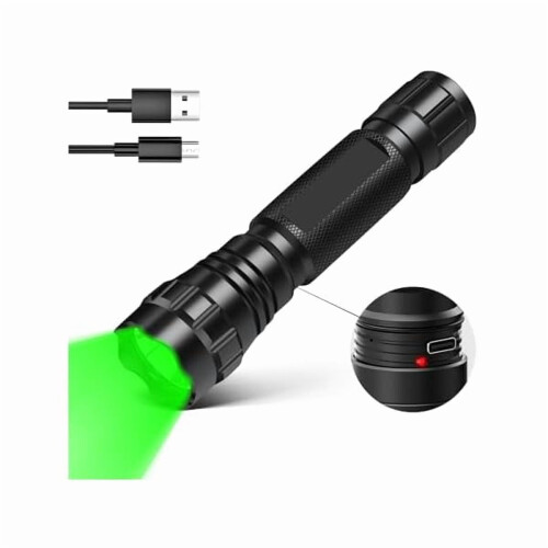 Green LED Rechargeable Tactical Flashlight – 250 Yards