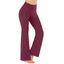 Yogahose für Damen, gerades Bein, Leggings, Fitness, Weinrot, bequeme Yogahose für Damen, XXXXL