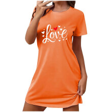 Veľké pyžamá, roztomilá potlač, krátke šaty s okrúhlym výstrihom, elastický polyester, spandex, veľkosť S-2XL, plus veľkosť na