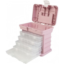 Portable Tool Box - Small Parts Organizer with Drawers and Customizable Compartments for Hardware, Fishing Tackle, Beads, or Crafts by (Pink)