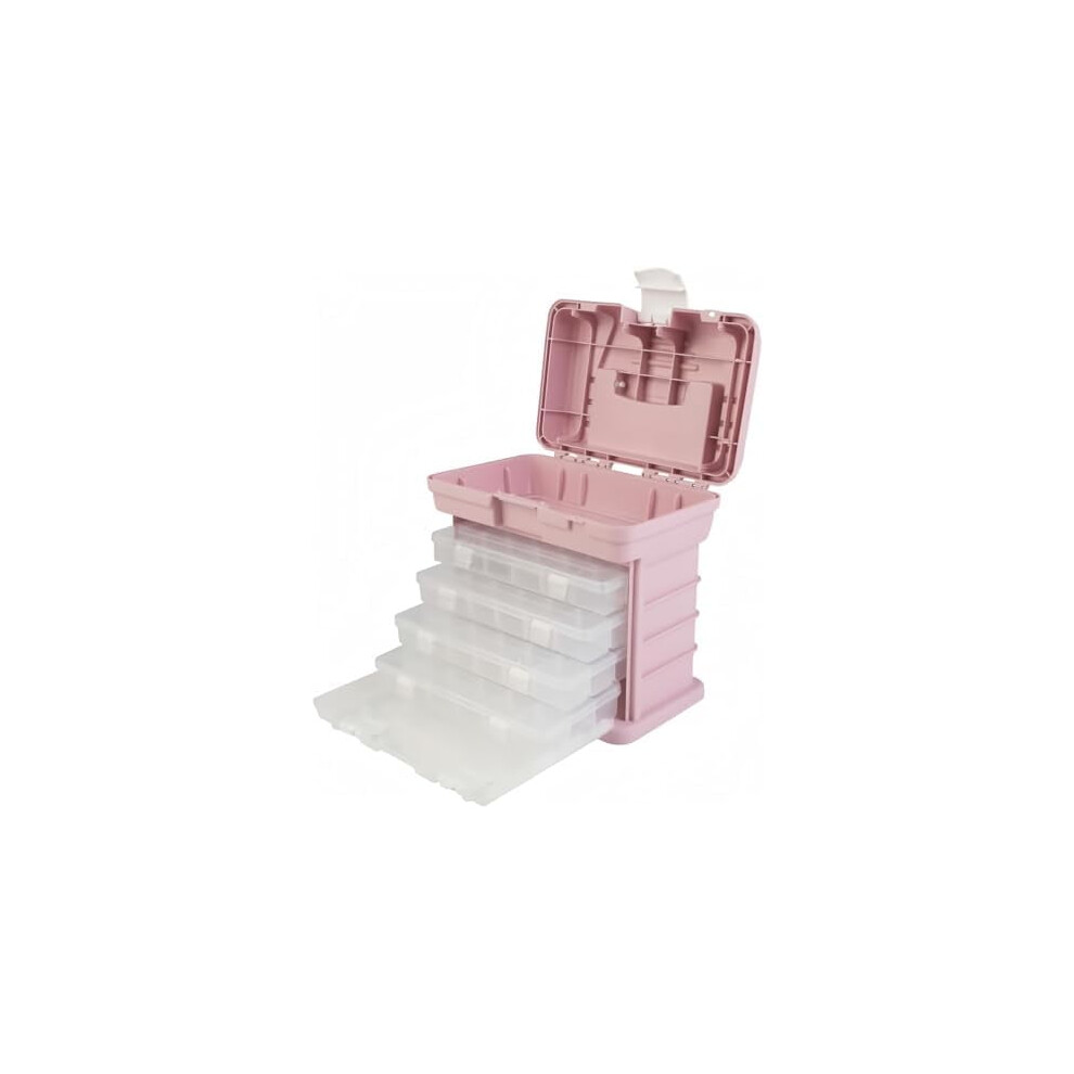 Portable Tool Box - Small Parts Organizer With Drawers And Customizable Compartments For Hardware, Fishing Tackle, Beads, Or Crafts By (Pink) 9071309803341
