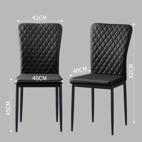 (Black(PU), 4 pcs) 4/6 Dining Chairs High Back Velvet/PU Office 1