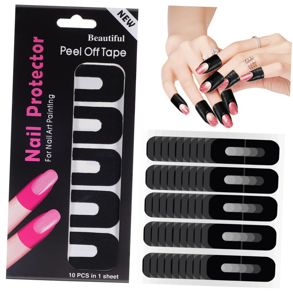 Nail Protector Stickers 100 Sheets UShaped Silicone Gel Polish Finger Guards NonSlip Reusable for DIY Manicure